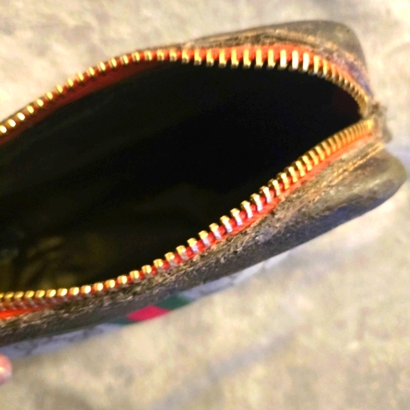 GUCCI Beige & Brown VINTAGE Ophidia Bag W Classic GG Monogram & Red/Green Stripe - Picture 7 of 8